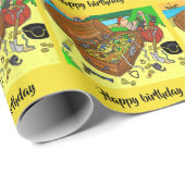 Gelukkig verjaardagsartikel #pirate wrapping paper cadeaupapier (Rol Hoek)