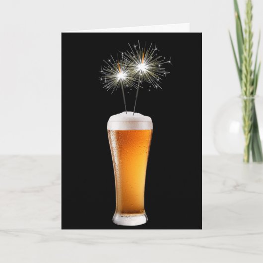 Gelukkig Verjaardagsbier met Sparklers Kaart (Voorkant)