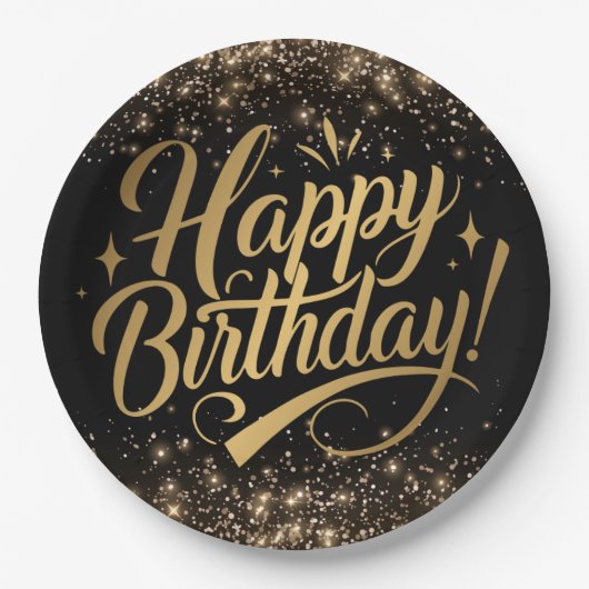 Gelukkig verjaardagsbord papieren bordje (Voorkant)