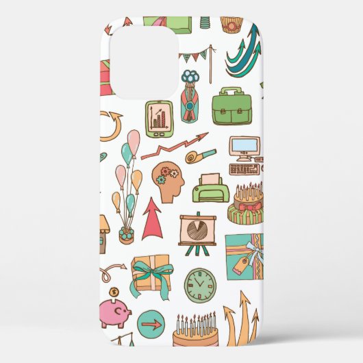 Gelukkig verjaardagselementen kantoor schetsdoedle Case-Mate iPhone case (Achterkant)