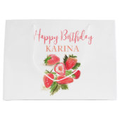 Gelukkig Verjaardagsfeest Aardbeienfruit Zomer Groot Cadeauzakje (Voorkant)