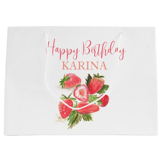 Gelukkig Verjaardagsfeest Aardbeienfruit Zomer Groot Cadeauzakje