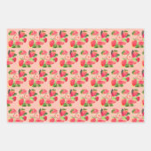 Gelukkig Verjaardagsfeest Aardbeienfruit Zomer Inpakpapier Vel (Voorkant)
