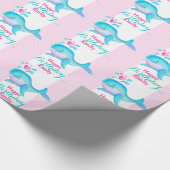 Gelukkig verjaardagsfeest genaamd whale art-rap cadeaupapier (Hoek)