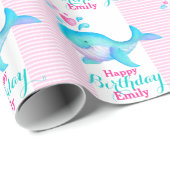 Gelukkig verjaardagsfeest genaamd whale art-rap cadeaupapier (Rol Hoek)