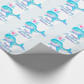 Gelukkig verjaardagsfeest genaamd whale art-rap cadeaupapier (Hoek)
