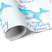 Gelukkig verjaardagsfeest genaamd whale art-rap cadeaupapier (Rol Hoek)