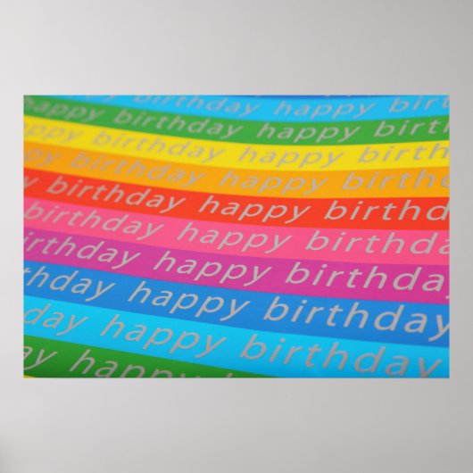 Gelukkig verjaardagskleurige strepen poster (Voorkant)