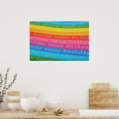 Gelukkig verjaardagskleurige strepen poster (Keuken)