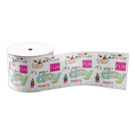 Gelukkig Verjaardagslint, LEUKE Cupcake Grosgrain Lint