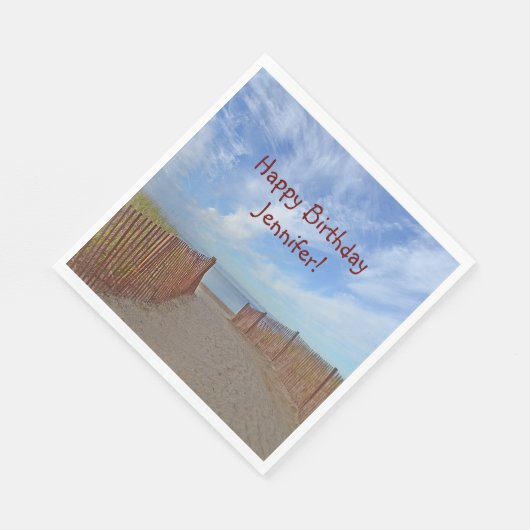 Gelukkig verjaardagspad naar het strand servet (Hoek)