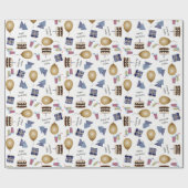 Gelukkig verjaardagspatroon in marineblauw inpakpa cadeaupapier (Vlak)