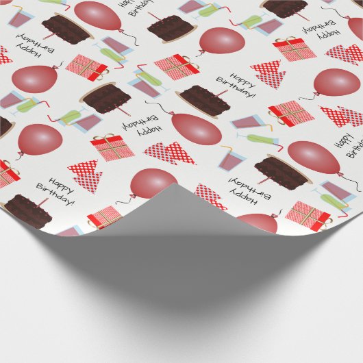 Gelukkig verjaardagspatroon in rood inpakpapier (Hoek)
