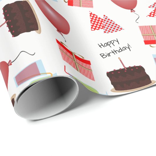 Gelukkig verjaardagspatroon in rood inpakpapier (Rol Hoek)