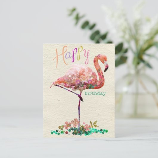 Gelukkig verjaardagsvuur roos briefkaart (Staand voorkant)