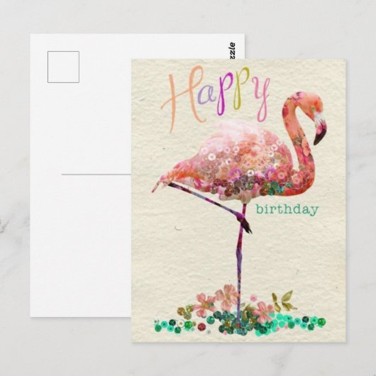 Gelukkig verjaardagsvuur roos briefkaart (Voorkant / Achterkant)