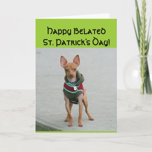 Gelukkig Verlaat St Patrick's Day Chihuahua kaart (Voorkant)