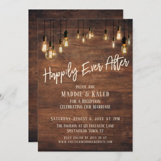 Gelukkig Verlicht Brown Houten Wand Edison Lichten Kaart (Voorkant / Achterkant)