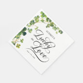 Gelukkig Verliefd Bruidsbruiloft Groene Klaverblad Servet (Hoek)