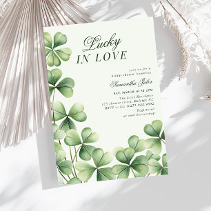 Gelukkig Verliefd Bruidsfeest Borrel Groen Klavert Kaart