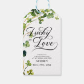 Gelukkig Verliefd Bruidsfeest Bruiloft Groen Klave Cadeaulabel (Achterkant)