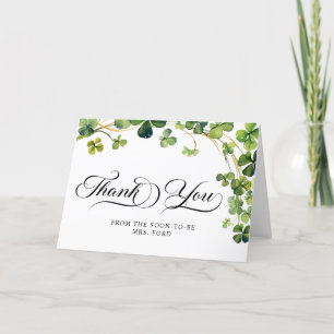 Gelukkig Verliefd Bruidsfeest Groen Klaverblad Bedankkaart