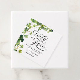 Gelukkig Verliefd Bruidsfeestje Groene Klaverblad Bedankjes Labels