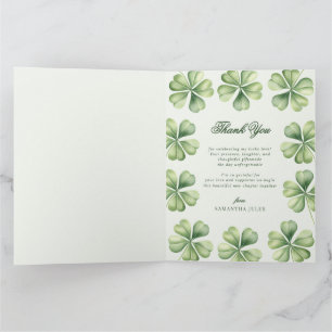 Gelukkig Verliefd Bruidsfeestje Groene Klaverblad Bedankkaart