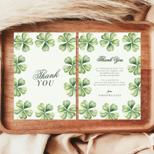 Gelukkig Verliefd Bruidsfeestje Groene Klaverblad Bedankkaart