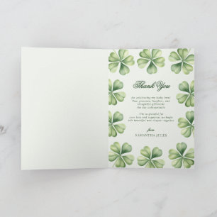 Gelukkig Verliefd Bruidsfeestje Groene Klaverblad Bedankkaart