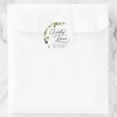 Gelukkig Verliefd Bruidsfeestje Groene Klaverblad Ronde Sticker (Tas)