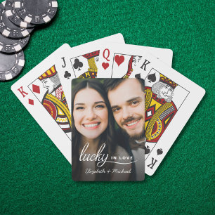 Gelukkig Verliefd Foto Spelen Pokerkaarten