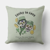 Gelukkig Verliefd Groen Ierse Suiker Schedels Nieu Kussen (Voorkant)