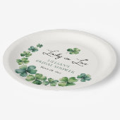 Gelukkig Verliefd Groen Klaver Bruidsdouche  Papieren Bordje (Gekanteld)
