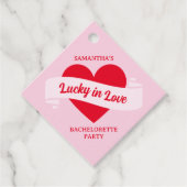 Gelukkig Verliefd Hart Chic Roze & Rood Jonggezell Bedankjes Labels (Voorkant)