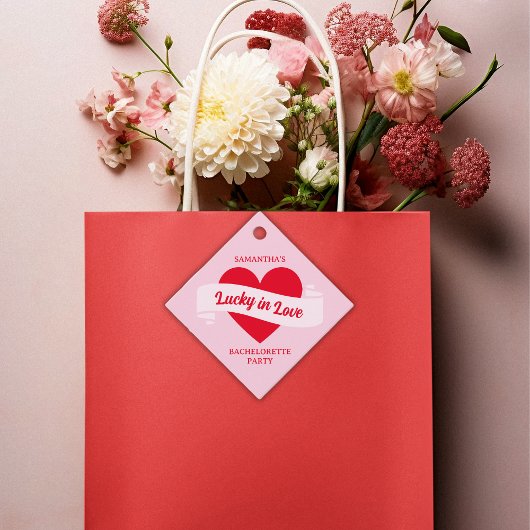 Gelukkig Verliefd Hart Chic Roze & Rood Jonggezell Bedankjes Labels