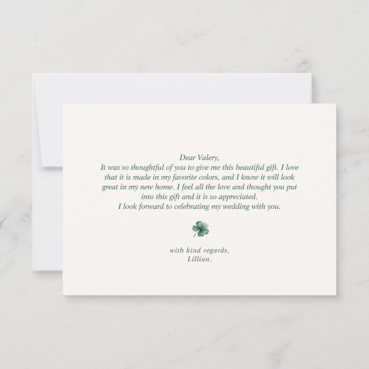 Gelukkig Verliefd Klaverhart Bruiloft Feest Bedankkaart (Achterkant)