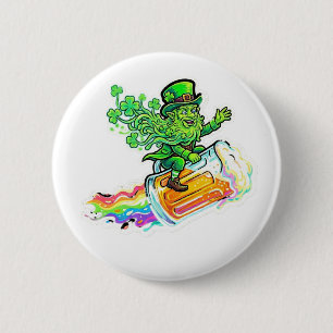Gelukkig Verliefd Psychedelische Leprechaun Rit Ronde Button 5,7 Cm