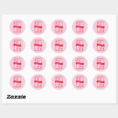 Gelukkig Verliefd Roze & Rood Trouwfeest Favoriet Ronde Sticker (Vel)