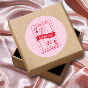 Gelukkig Verliefd Roze & Rood Trouwfeest Favoriet Ronde Sticker