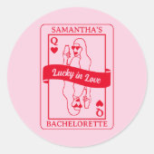 Gelukkig Verliefd Roze & Rood Trouwfeest Favorietd Ronde Sticker (Voorkant)