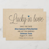 Gelukkig Verliefd Save the Date, Blauw Kaart (Voorkant / Achterkant)