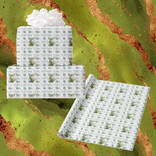  Gelukkig Verliefd Smaragdgroene Klaver Waterverf  Cadeaupapier