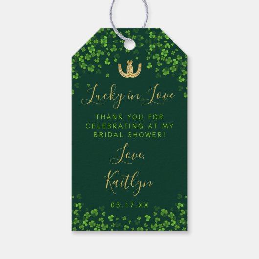 Gelukkig Verliefd St. Patrick's Day Bruidsbruiloft Cadeaulabel (Voorkant)