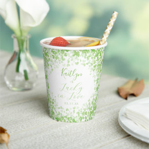 Gelukkig Verliefd St. Patrick's Day Bruidsbruiloft Papieren Bekers