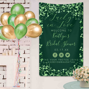 Gelukkig Verliefd St. Patrick's Day Bruidsbruiloft Spandoek