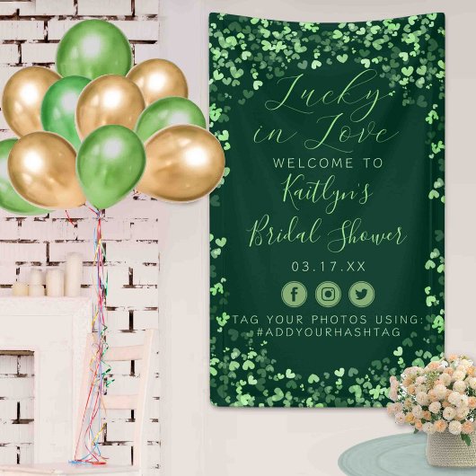Gelukkig Verliefd St. Patrick's Day Bruidsbruiloft Spandoek
