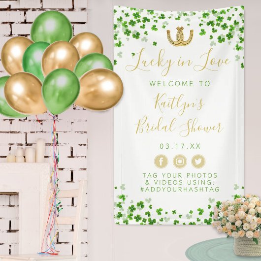 Gelukkig Verliefd St. Patrick's Day Bruidsbruiloft Spandoek