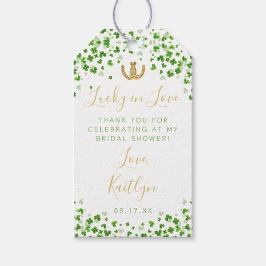 Gelukkig Verliefd St. Patrick's Day Bruidsfeest Cadeaulabel (Voorkant)