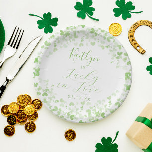 Gelukkig Verliefd St. Patrick's Day Bruidsfeest Papieren Bordje